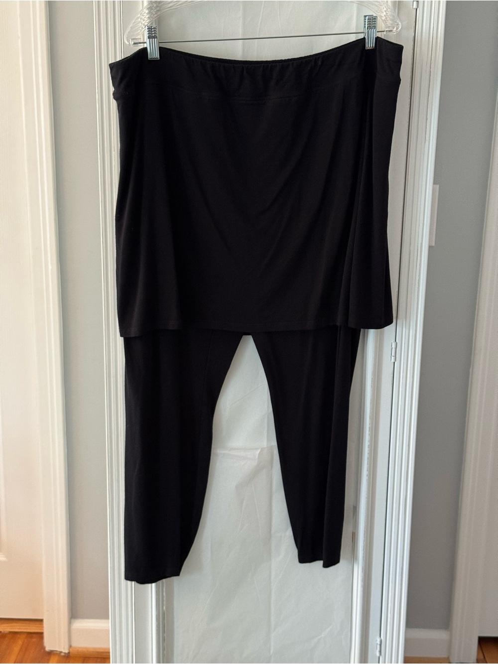 Eileen Fisher Black Stretch Jersey Knit Skirted Leggings - Size 2X